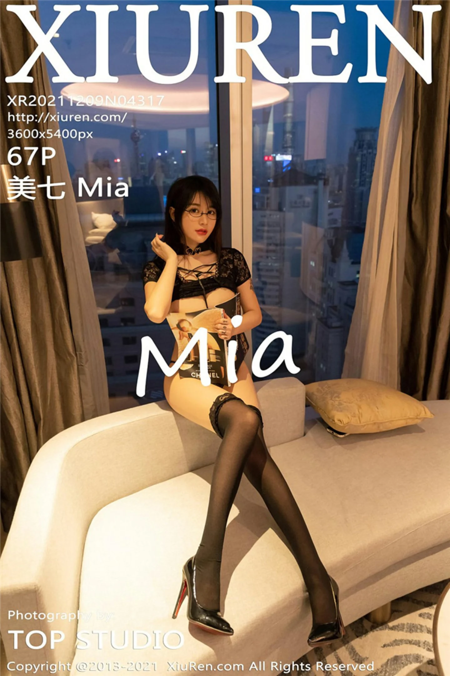 [XiuRen秀人网]VOL.4317 模特美七Mia青海旅拍黑色蕾丝内衣配丁字裤秀惹火身材诱惑写真67P-秀人网官方网站